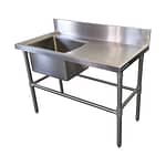Stainless Sinks - Right Bench, 1350 x 610 x 900mm high.