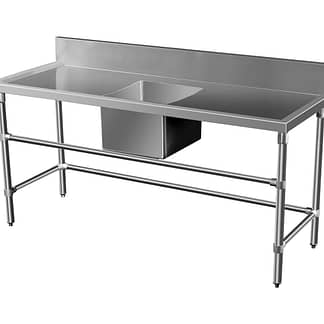 Stainless Steel Catering Sink - Right And Left Bench, 1800 x 700 x 900mm high.