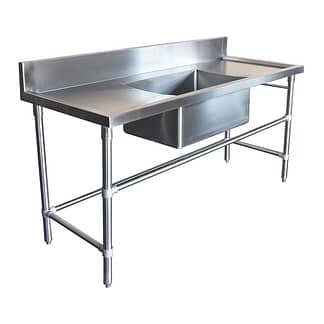 Stainless Steel Sinks - Right And Left Bench with Trough Sink, 1800 x 700 x 900mm high.