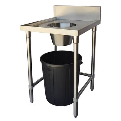 stainless steel table with waste hole