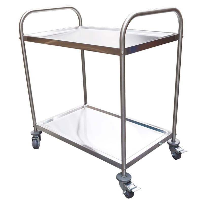 Stainless Trolley, 2-Tier With Castors, 910 x 580 x 950mm high
