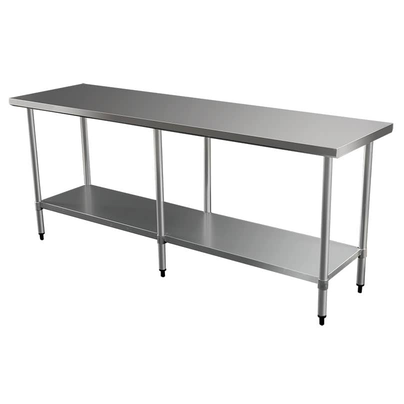 Commercial 304 Grade Stainless Steel Flat Bench, 2134 x 610 x 900mm high
