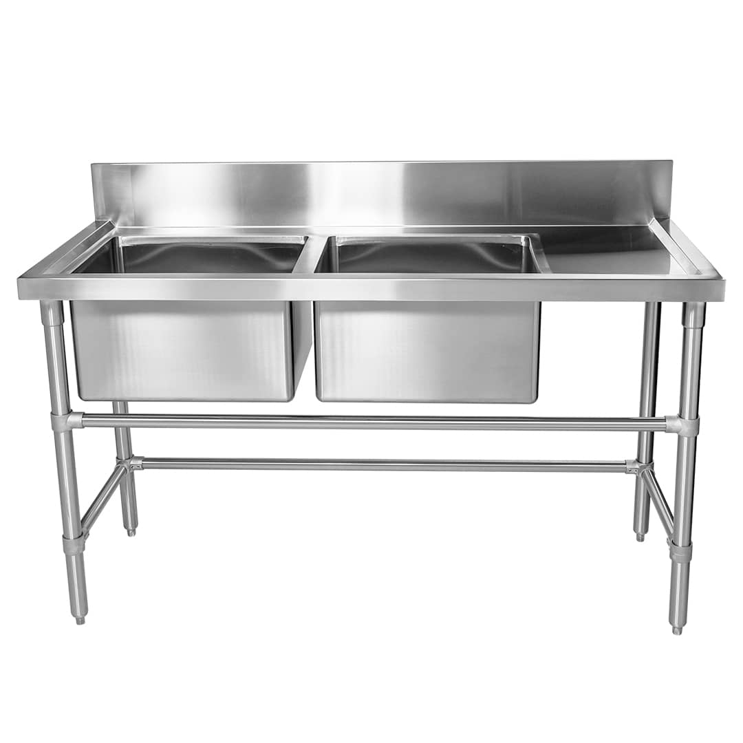 Double Bowl Stainless Sink - Right Bench, 1500 x 610 x 900mm high ...