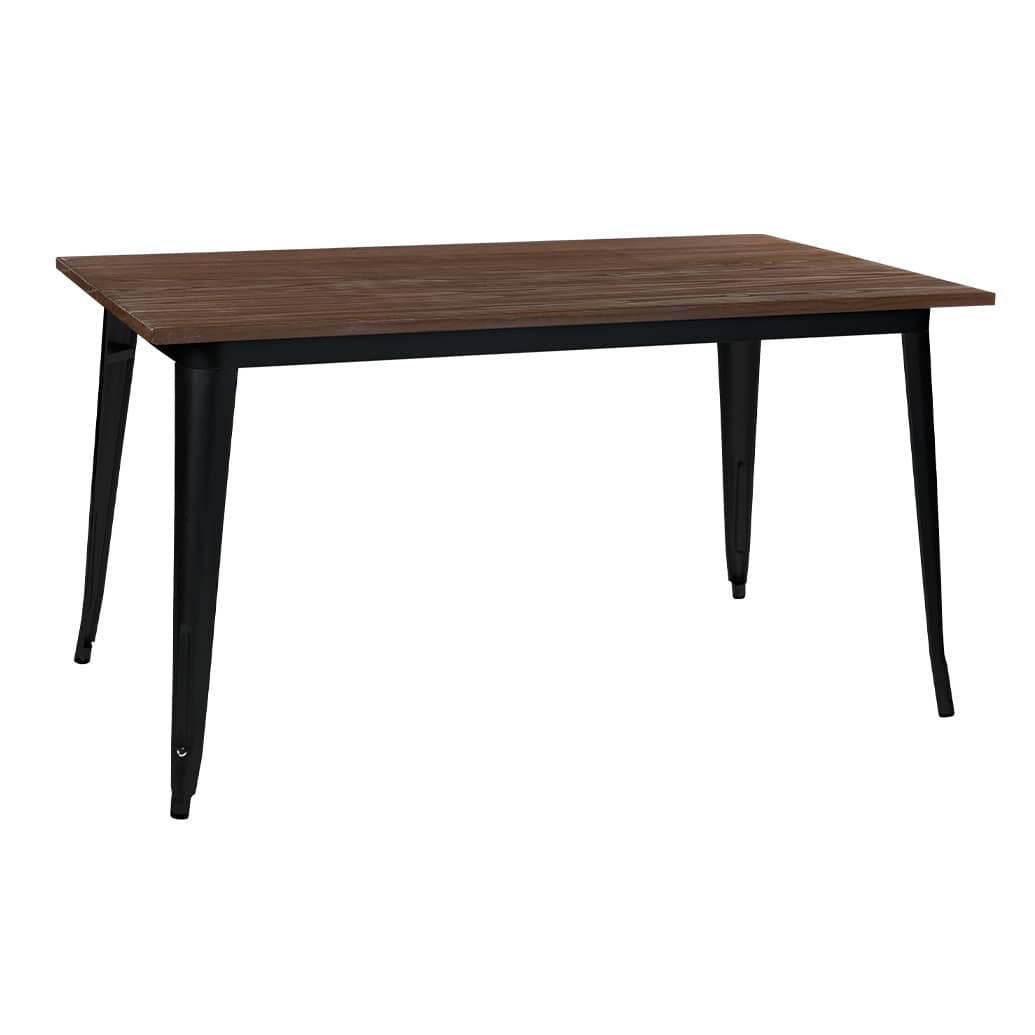 Replica Tolix Wooden Top Table, 140 x 70 x 75cm high