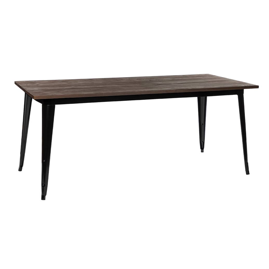 Replica Tolix Wooden Top Table, 180 x 80 x 75cm high