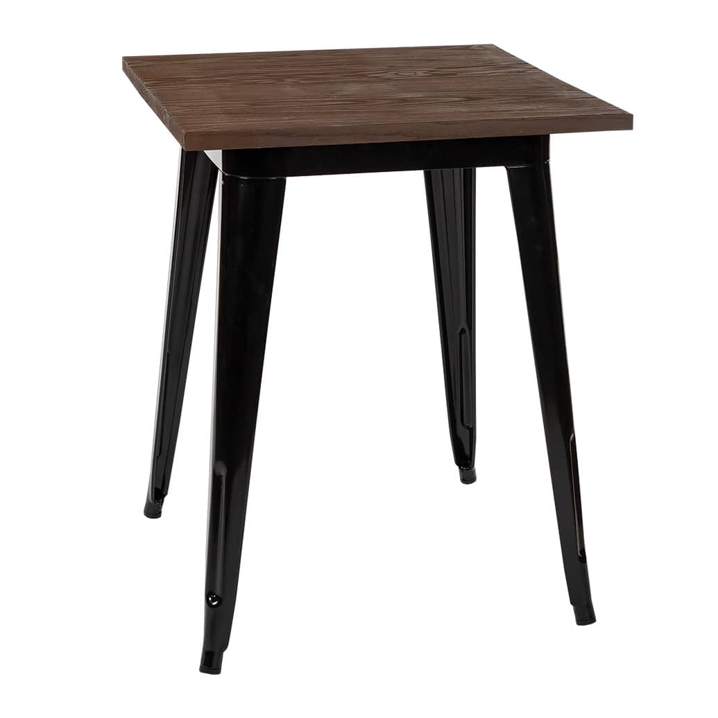 Replica Tolix Wooden Top Table, 60 x 60 x 75cm high
