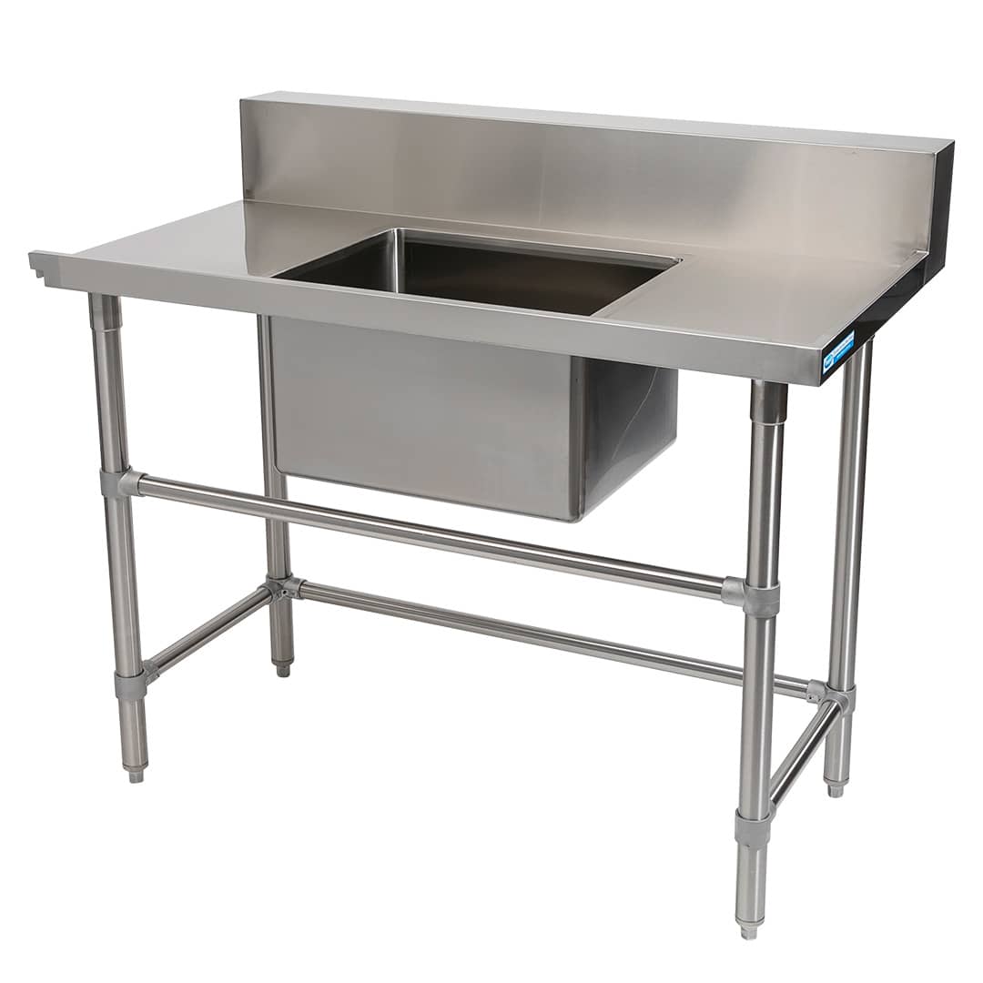 Stainless Dishwasher Inlet Bench, Right Configuration. 1200 x 700 x 900mm high