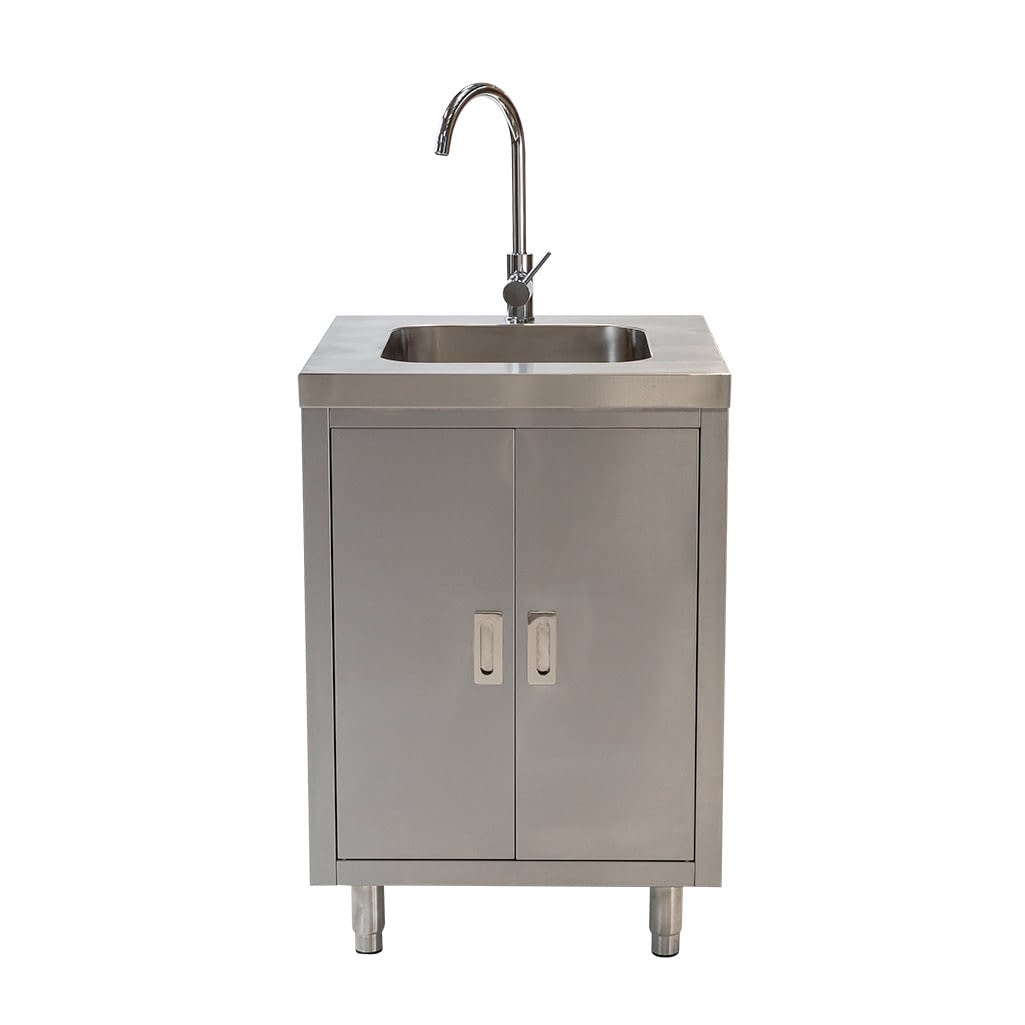 Stainless Steel with fully integrated sink, 610 x 610 x 900mm