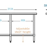 Extra Wide Island Stainless Steel Benches, 2134 x 914 x 900mm high-3194