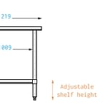 Stainless Bench for Restaurant Kitchens, 1219 x 610 x 900mm high-3092