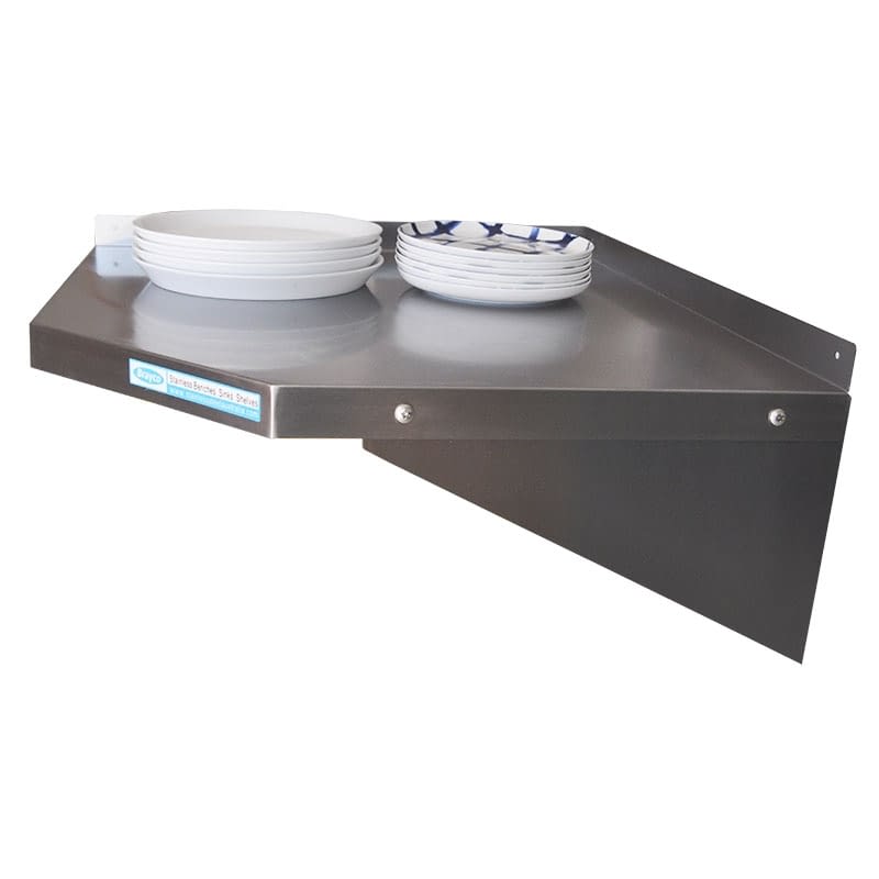 Stainless Steel Solid Corner Wall Shelf, to suit 450mm deep shelves