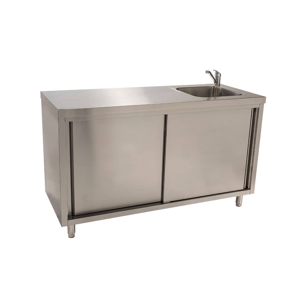 Stainless Steel Cabinet With Fully Integrated Sink On Right 1500 X 610 X 900mm High Brayco