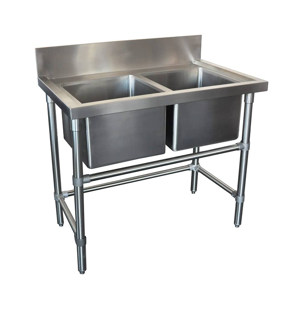 Double Stainless Steel Kitchen Sink, 1000 x 610 x 900mm high