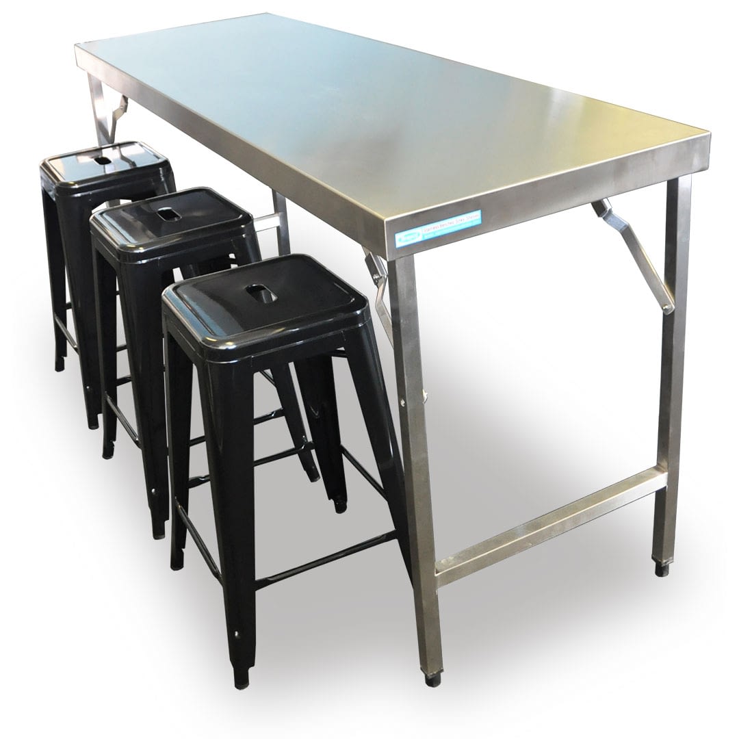 Folding Stainless Steel Catering Bench, 1524 x 610 x 900mm high