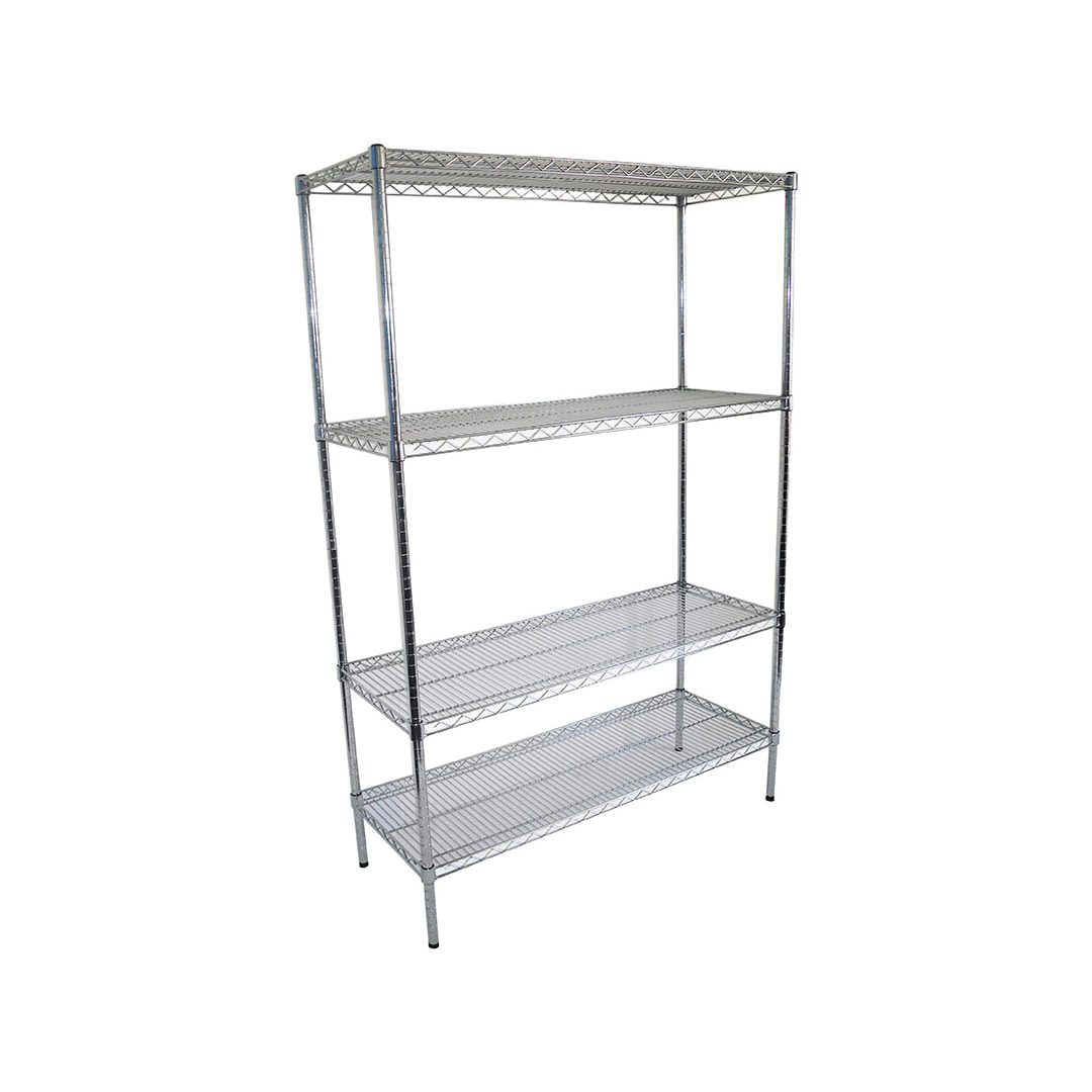 Chrome Wire Dry Store Shelving, 4 Tier, 1219 X 457 deep x 1800mm high