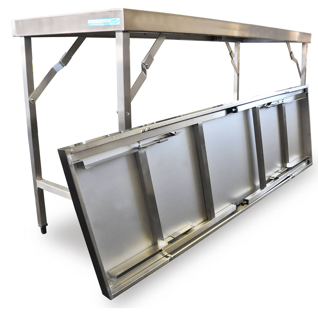 Folding Stainless Steel Benches, 1829 x 610 x 900mm high-0