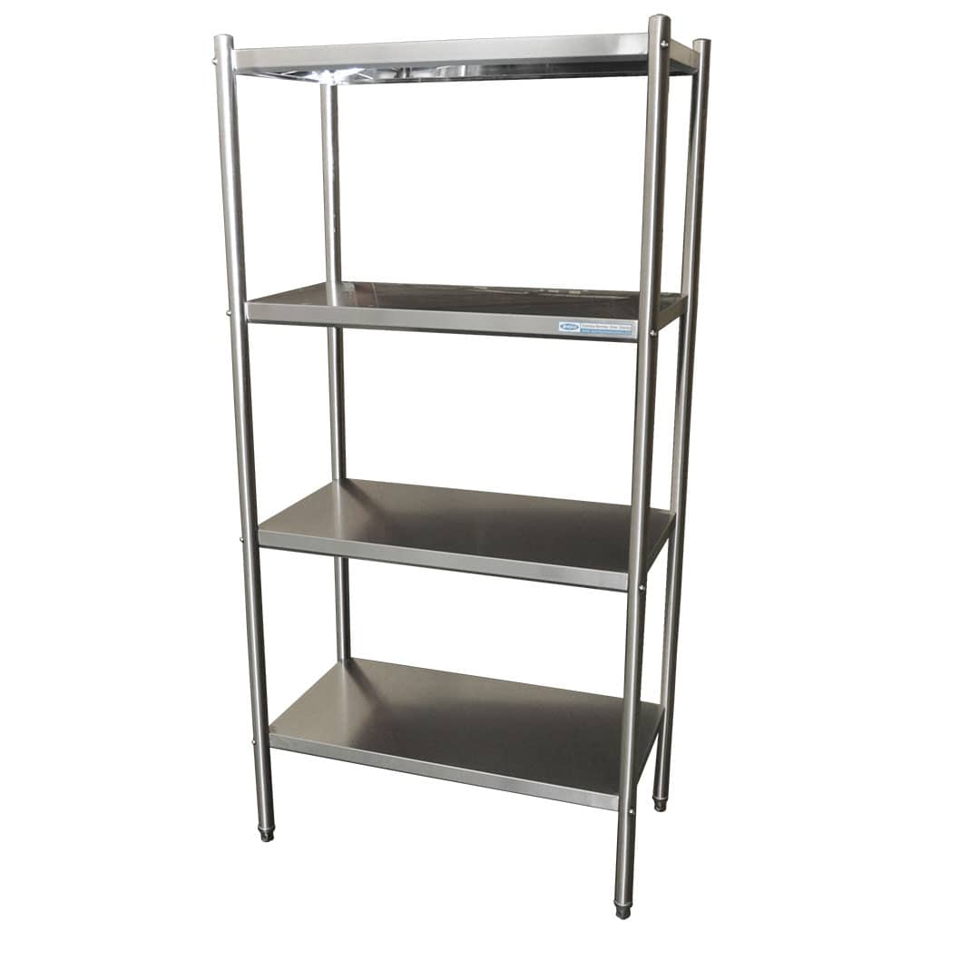 4-Tier Stainless Commercial Kitchen Shelf, 900 x 510 x 1800mm high