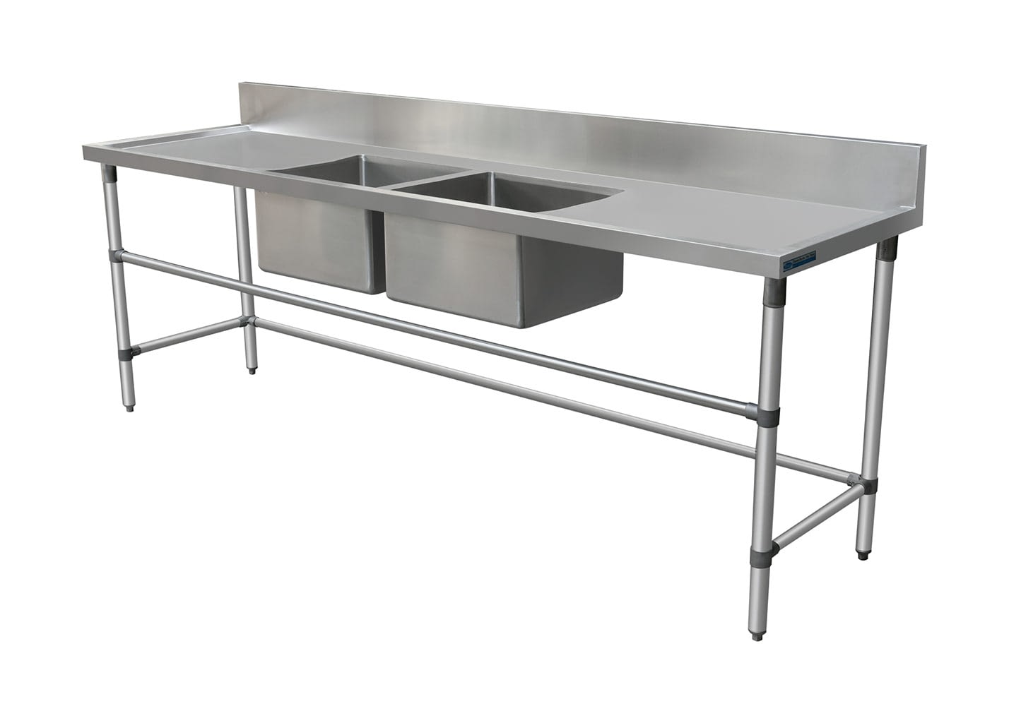 Double Stainless Sink – Right And Left Bench, 2590 x 700 x 900mm high
