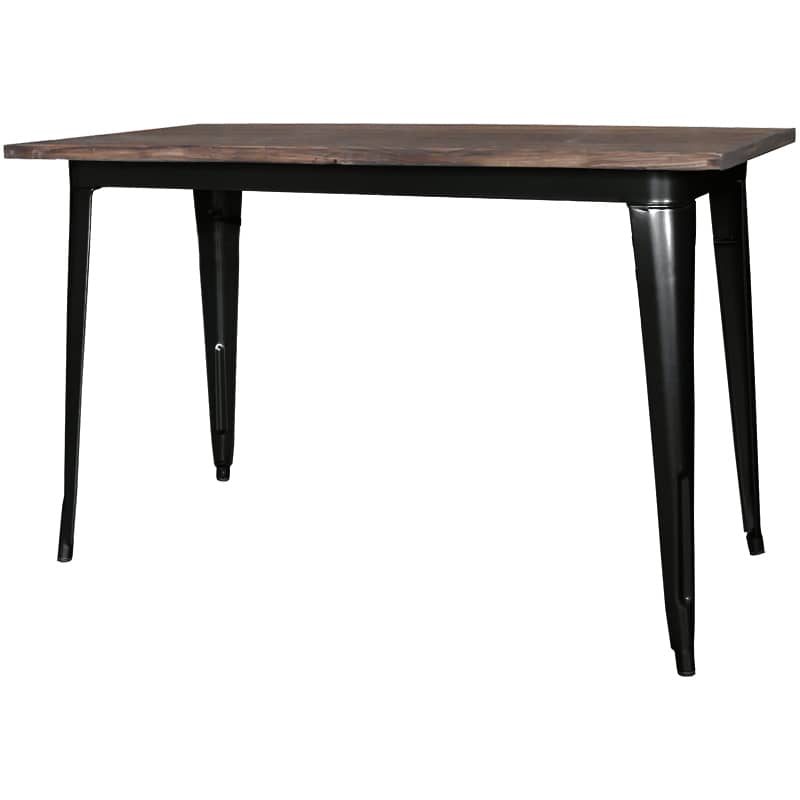 Replica Tolix Wooden Top Table, 120 x 60 x 75cm high, Black Legs.