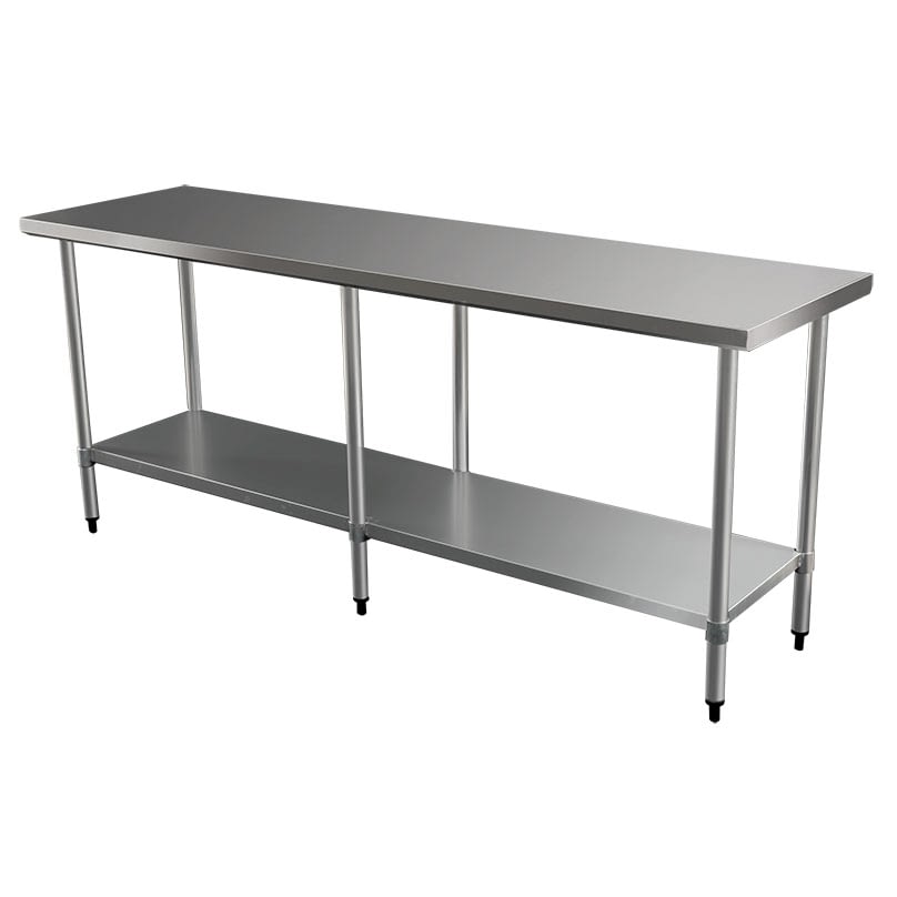 Commercial Grade Stainless Steel Flat Bench, 2134 x 610 x 900mm high