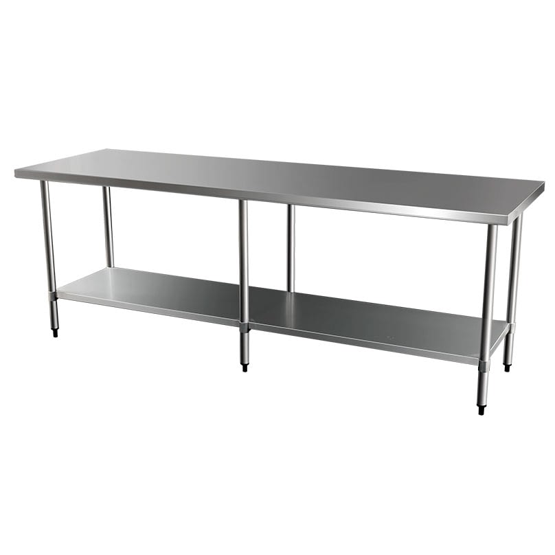 Commercial Grade Stainless Steel Flat Bench, 2438 x 762 x 900mm high