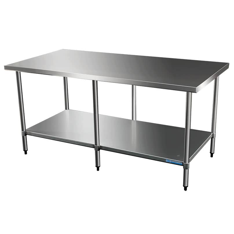 Commercial Grade Stainless Steel Flat Bench, 2134 x 762 x 900mm high
