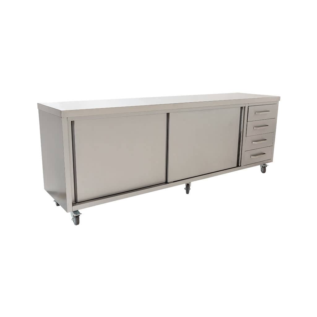 Stainless Commercial Kitchen Cabinet, 2490 x 610 x 900mm high